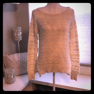 Off White Knit Sweater with Lace Accents